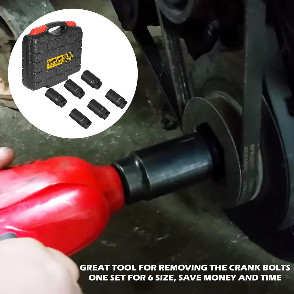 1/2" Drive Crank Bolt Socket Set 17MM - 27MM Harmonic Balancer Socket Set Bolt R