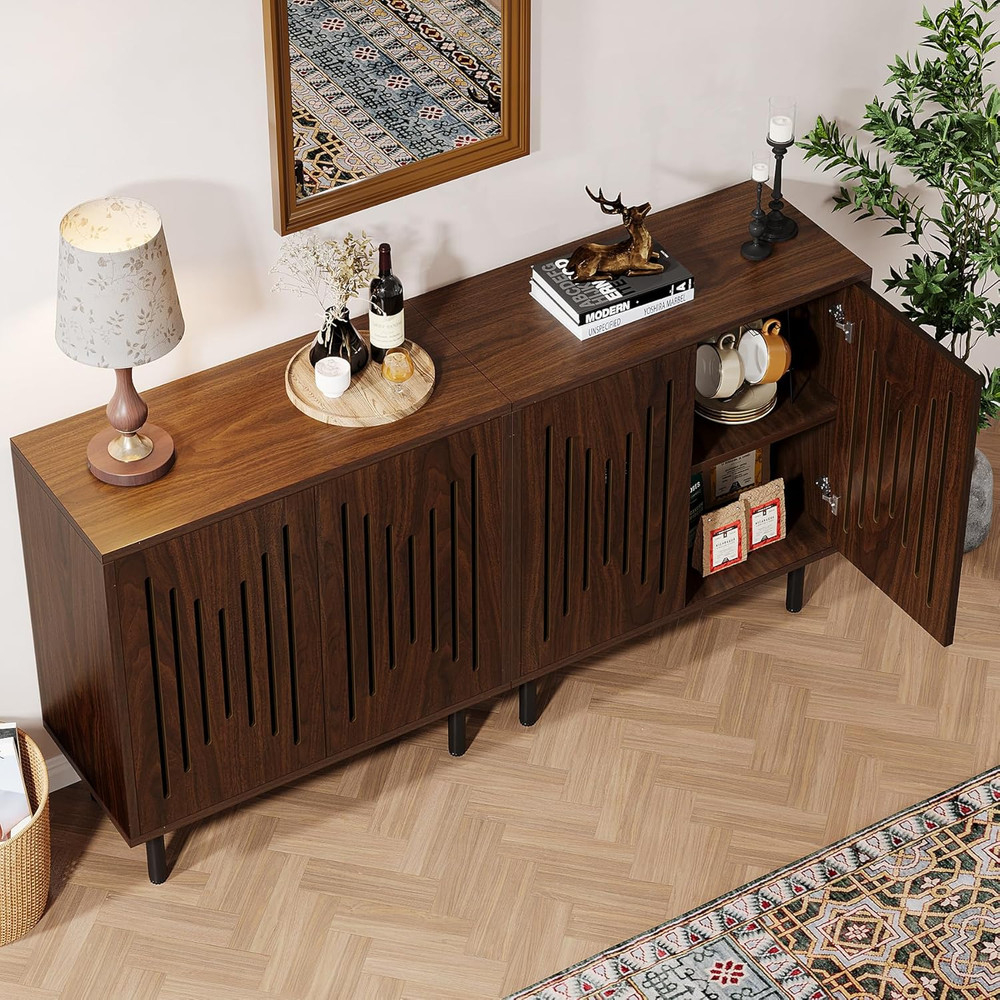 Set of 2 Sideboard Buffet with Storage, 59" Buffet Sideboard Cabinet with Adjust