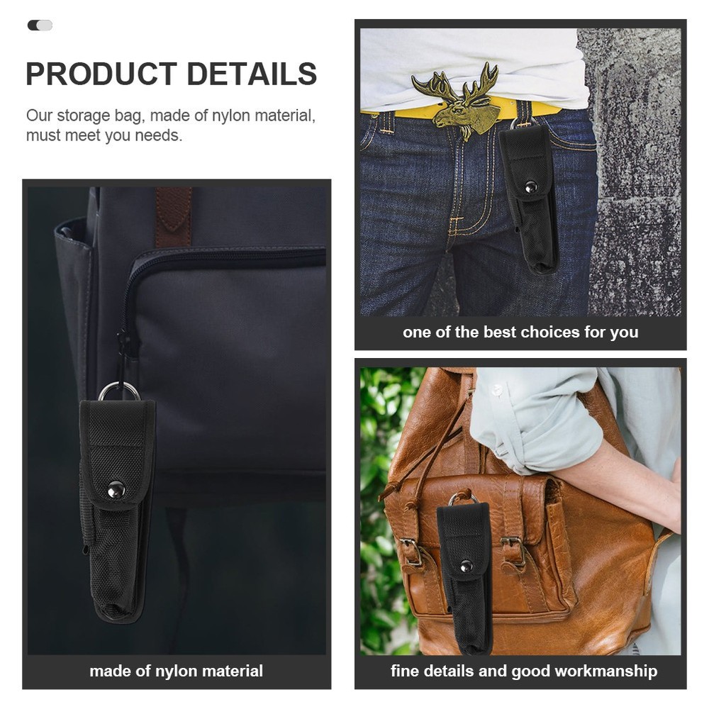 2Pcs Portable Flashlight Holsters Nylon Flashlight Pouch Multi-function Bag