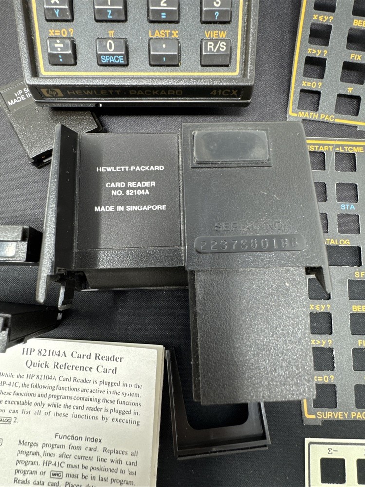 Hewlett Packard HP-41CX Calculator, 82104A Reader, Modules, Overlays MORE TESTED