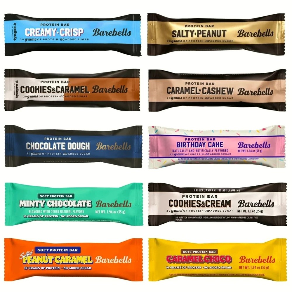 BarebeIIs Protein Bars Assorted Variety Pack , 20g Protein Snacks 10 Pack