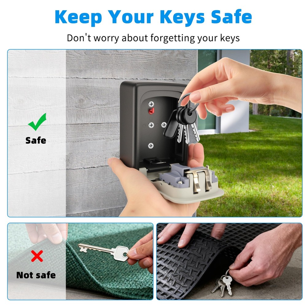 Wall-Mounted Combination Key Lock Box for Secure Storage