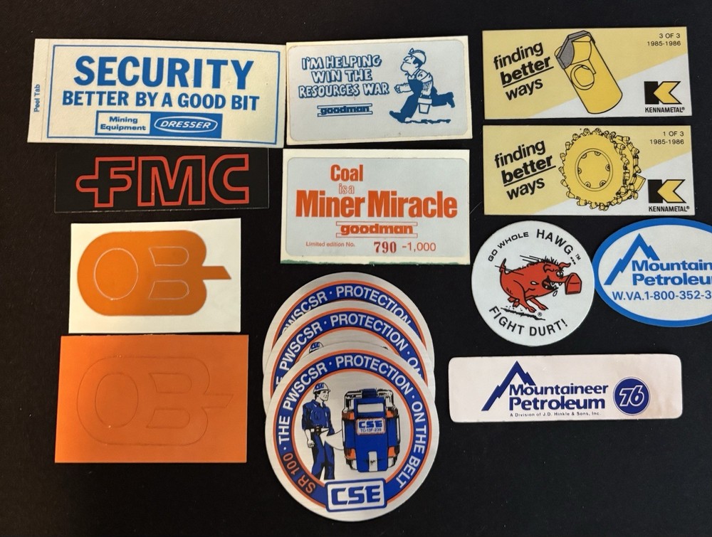 Vintage Mining Decals Lot Of 22 Assorted