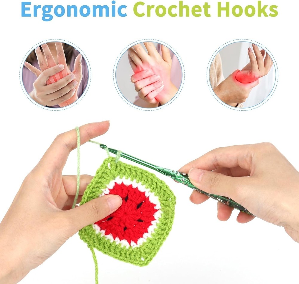 Crochet Hooks, 9mm Crochet Hook Ergonomic, See-Through Resin Handle with Flow...