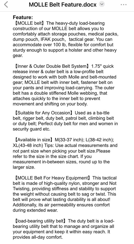 ADJUSTABLE INNER/OUTER DOUBLE BATTLE BELT W/MOLE SYSTEM