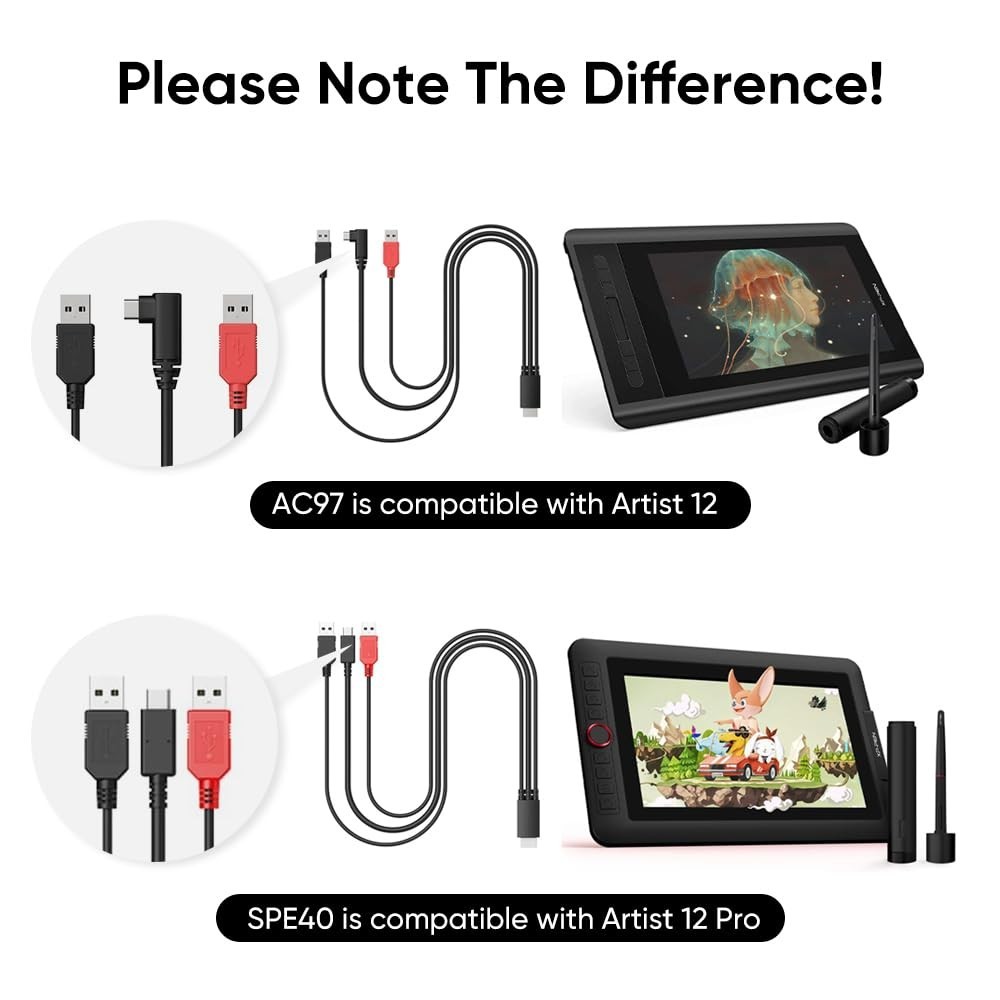 3-in-1 High-Speed Cable for XP-Pen Artist Tablets - Tidy Workspace Solution