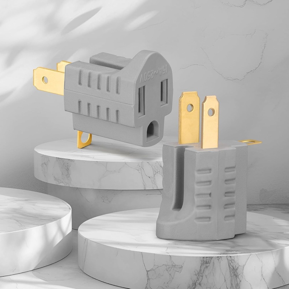 Triple 3-Prong to 2-Prong Polarized Adapter Set - Space-Saving Power Solution