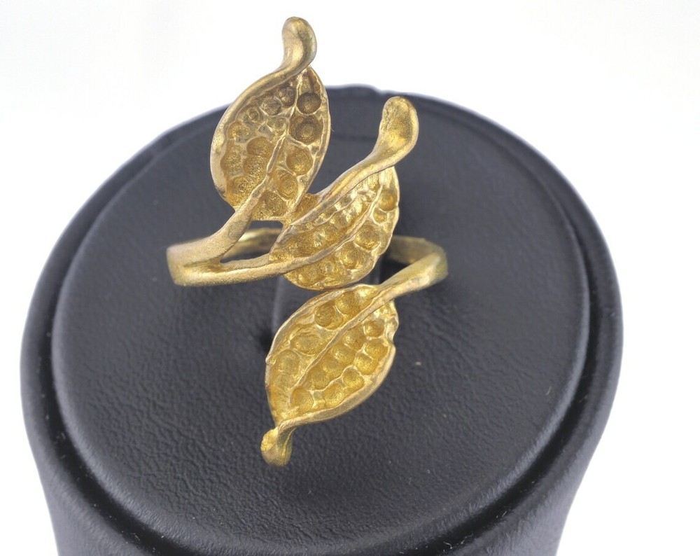 Leaves Ring Adjustable Blank Bezel Raw brass (19mm 9US inner size 2759