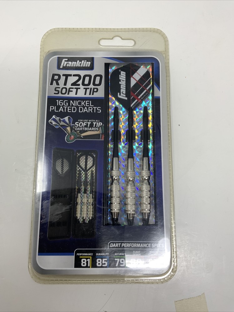 FRANKLIN RT200 SOFT TIP 16G NICKEL PLATED BLACK DARTS with CASE