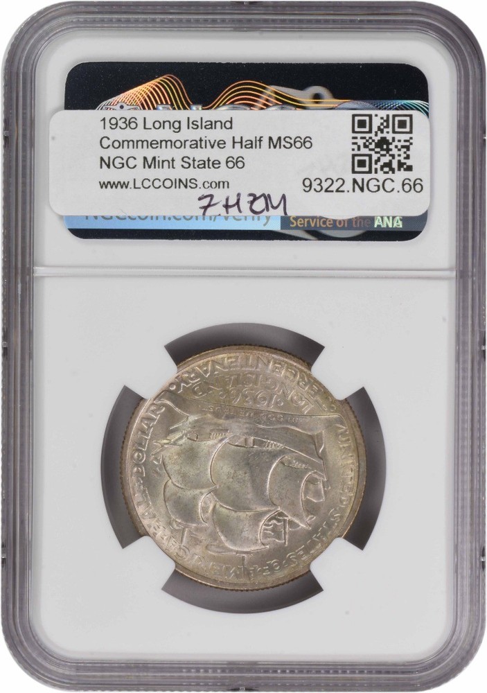 Long Island Commemorative Silver Half Dollar 1936 MS66 NGC