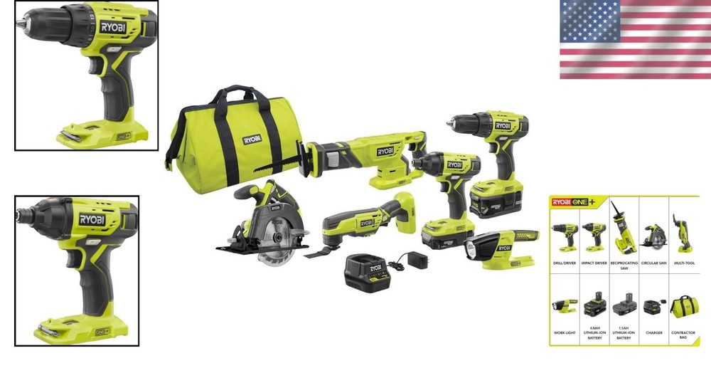 Complete RYOBI 18V Lithium-Ion Tool Set: 6 Essential Tools for Every Project