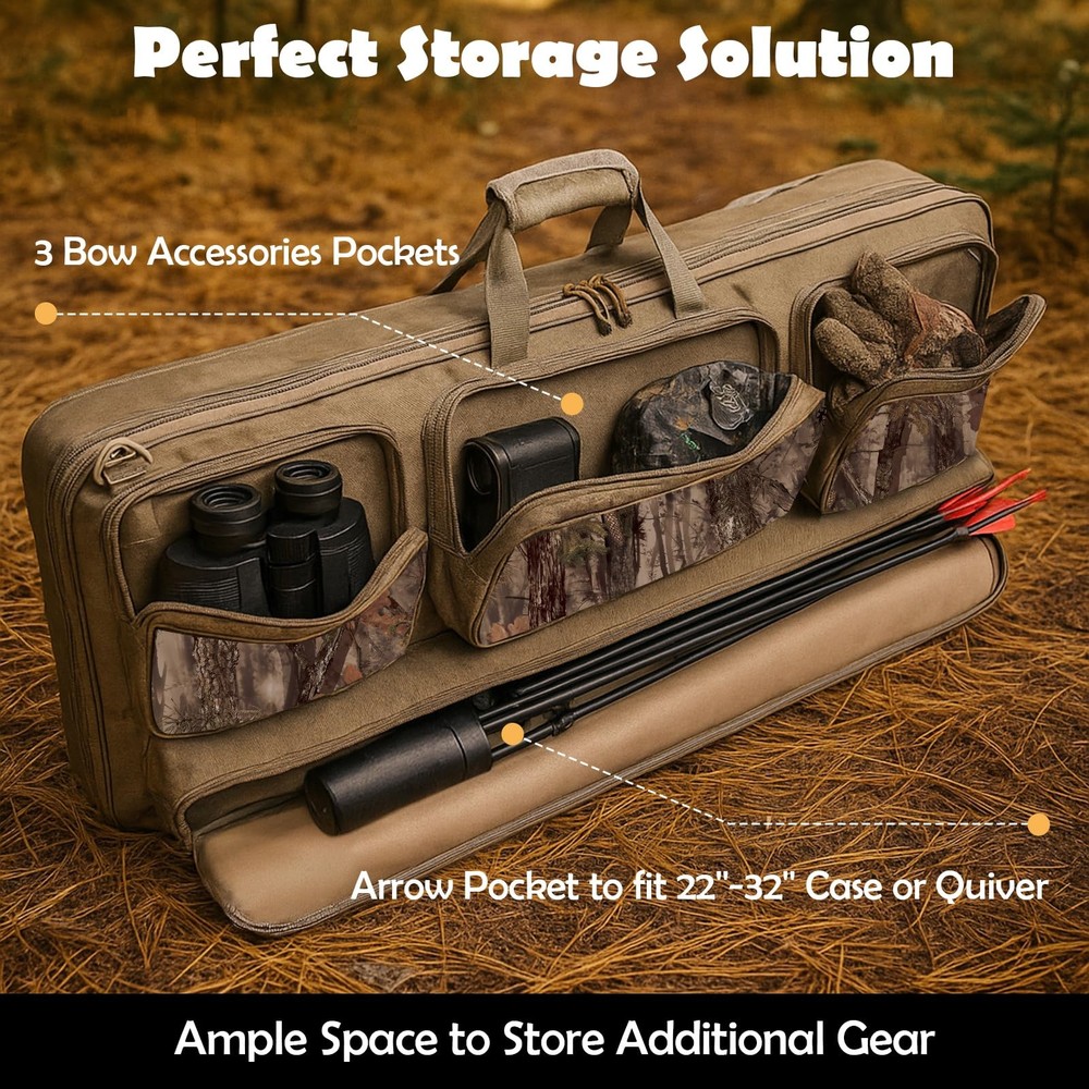 Compound Bow Case Soft Padded Archery Bag Large Accessory Storage
