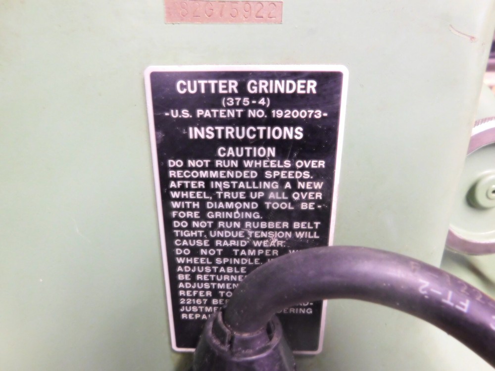 Lars Cutter Grinder, Model 375-4, 115 volts, 8 4NS Collets