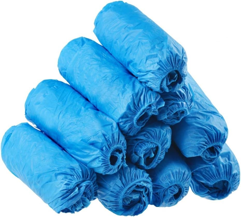 100 Pack Waterproof Disposable Shoe Covers | Slip Resistant Blue Boot Protection