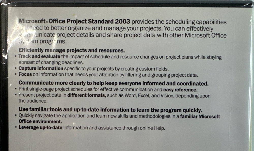 Microsoft Office Project Standard 2003 - Full Version With Product Key + Booklet