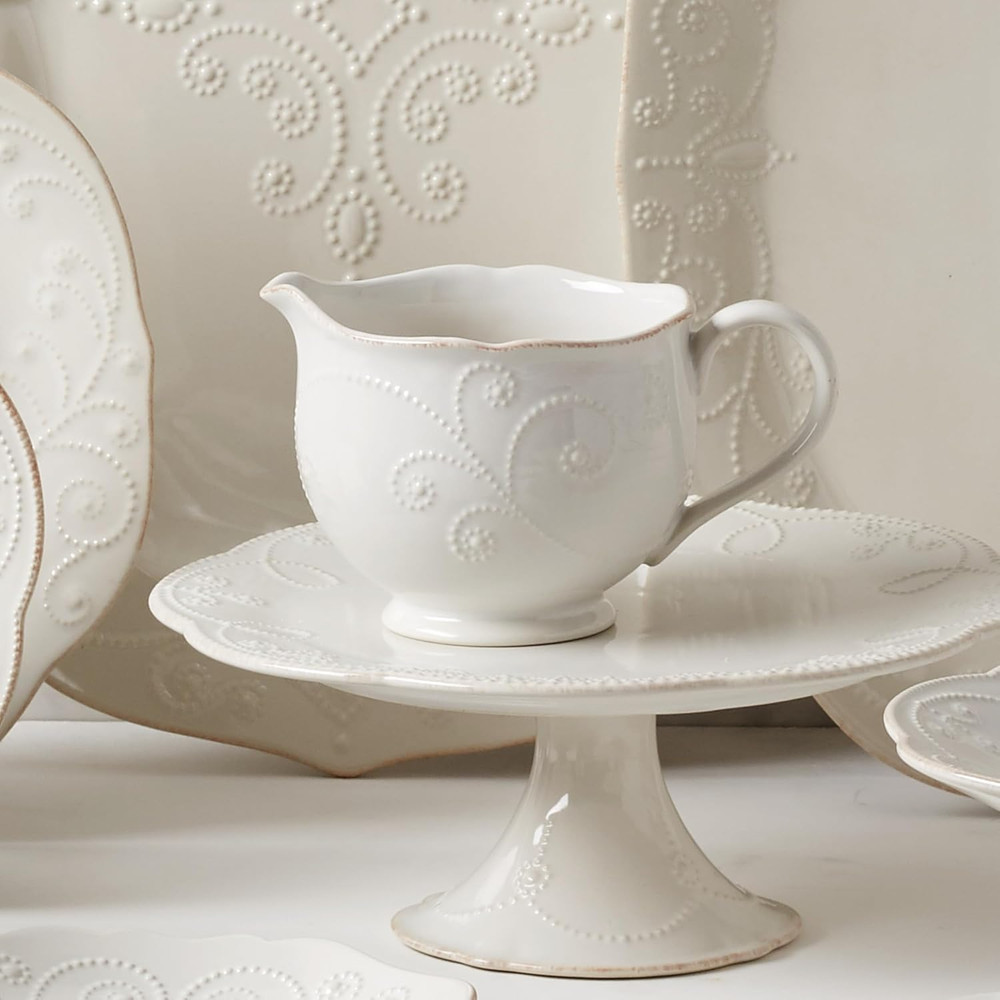 French Perle Sauce Pitcher, White -