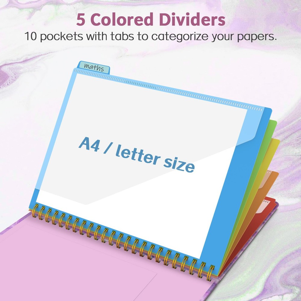 Clipboard Folio with Refillable Notepad, Folder with 10 Storage Pockets for L...