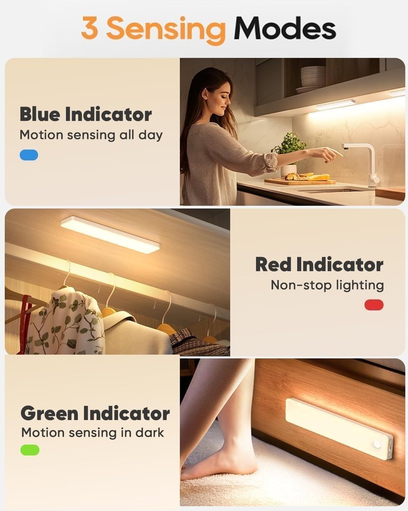 13inch Under Cabinet Lighting, 3 Color Temperatures Motion Sensor Light Indoor,