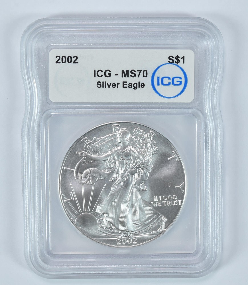 2002 American Silver Eagle 1 Oz MS70 ICG