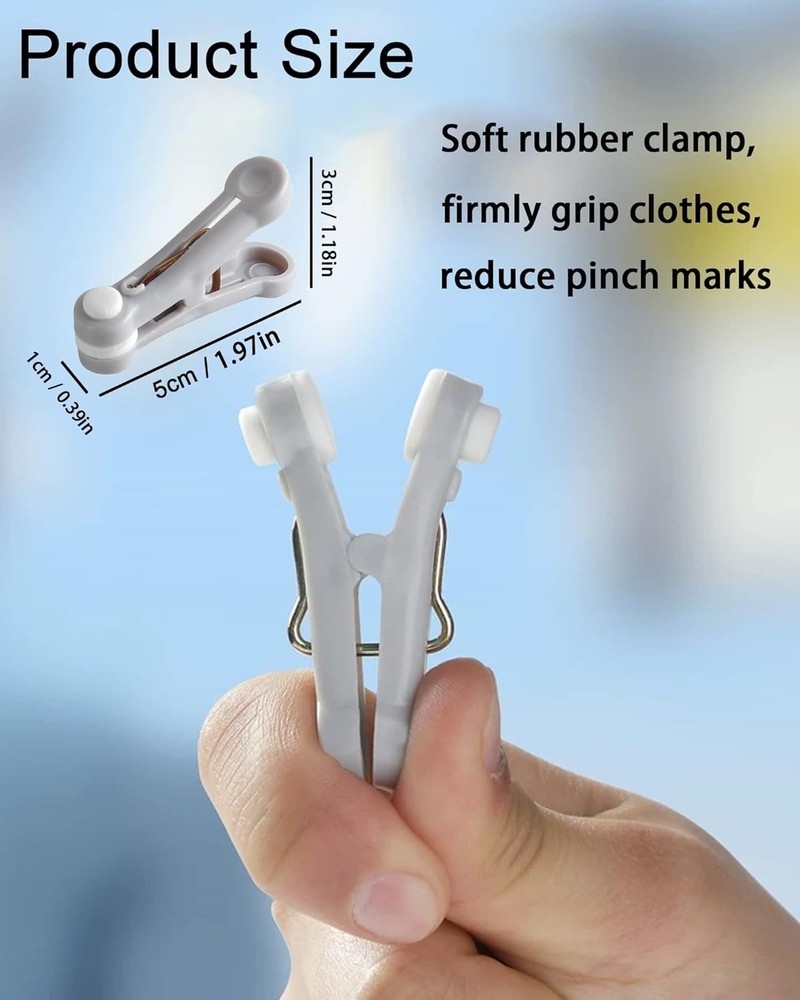 High Elasticity 12 Pcs Multi-Use Plastic Clothes Pins & Chip Clips - White/Grey