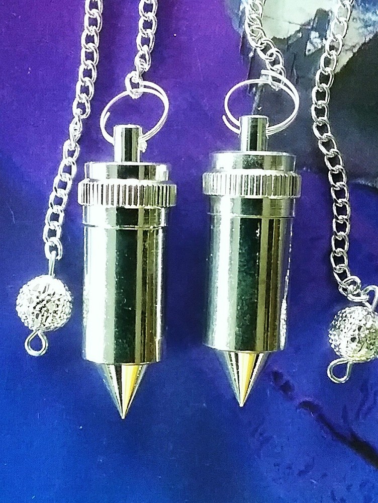 SILVER Pendulum, BULLET DESIGN CHAMBERED Silver DOWSING PENDULUM ,DIVINATION