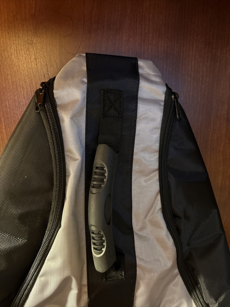 Sling Bag Backpack with Pouch on Strap, Black & Grey, front pocket