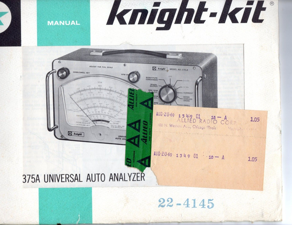KNIGHT Universal Auto Analyzer KG-375A Diagnostic Tool w/ 2 Manuals & Schematic