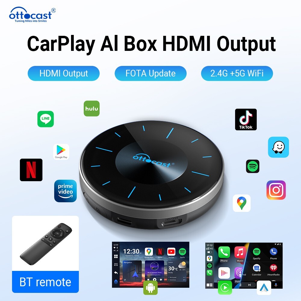 Ottocast P3 Android 12 AIBOX Car Video Box Multimedia Player w/Remote Control