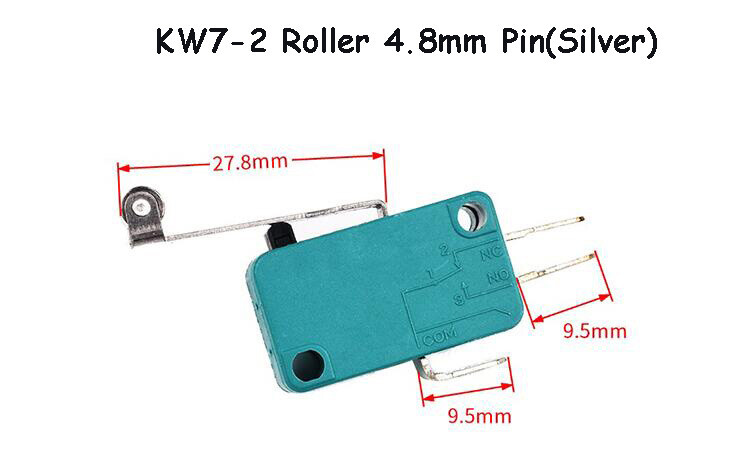 Micro Limit Switch SPDT Microswitch Roller Lever Arm Actuator 4.8mm 6.3mm Pin