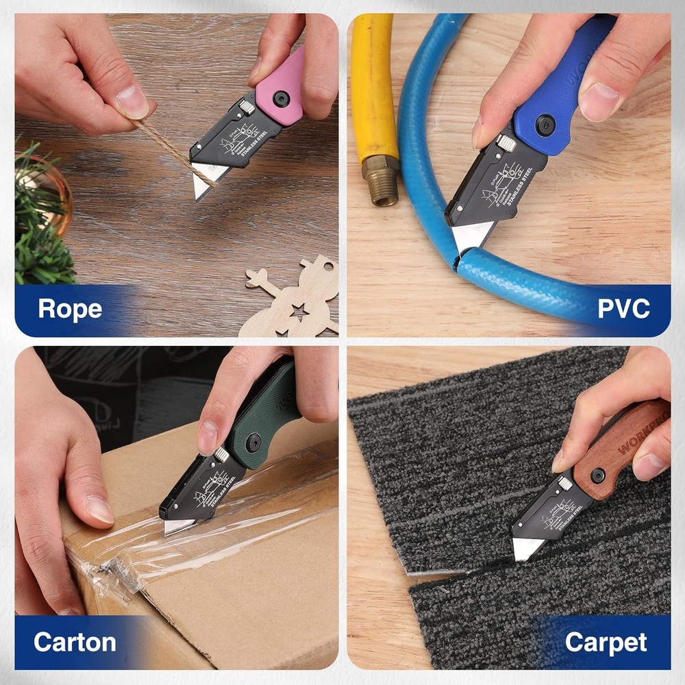 WORKPRO Stainless Folding Utility Knife Quick-change Blade Heavy Duty Box Cutter