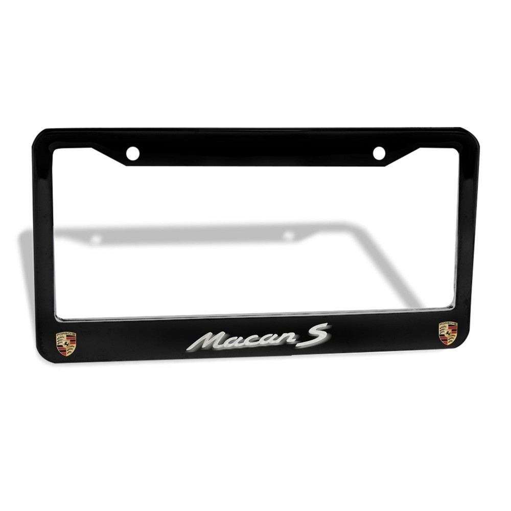 Porsche 2 Pack 2 Holes Solid Aluminum License Plate Frame Holder Black