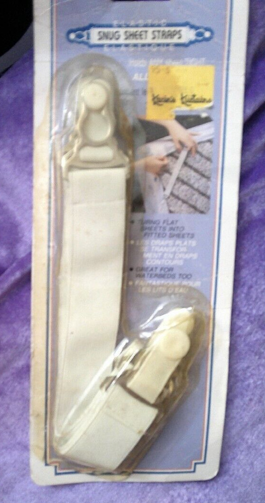 SNUG Sheet Straps Set of Four 4 White Straps Adjusts TO KEEP  BEDDING SECURE