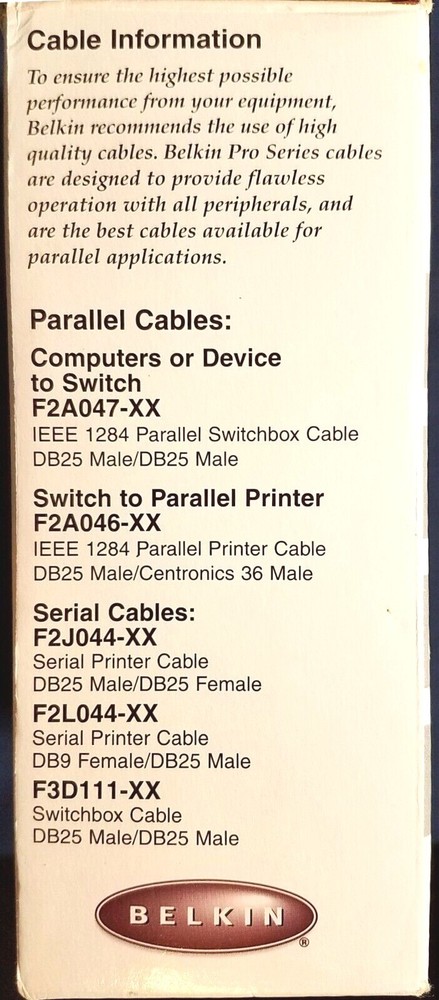 Belkin F1B024-E 2-Port Data Transfer Switch. New Open Box.