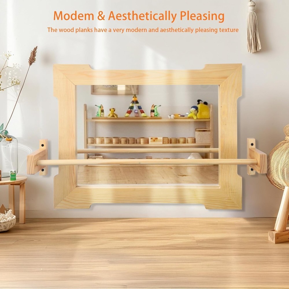 Adjustable Learning Toy with Natural Wood Frame, Shatterproof Safety Edges