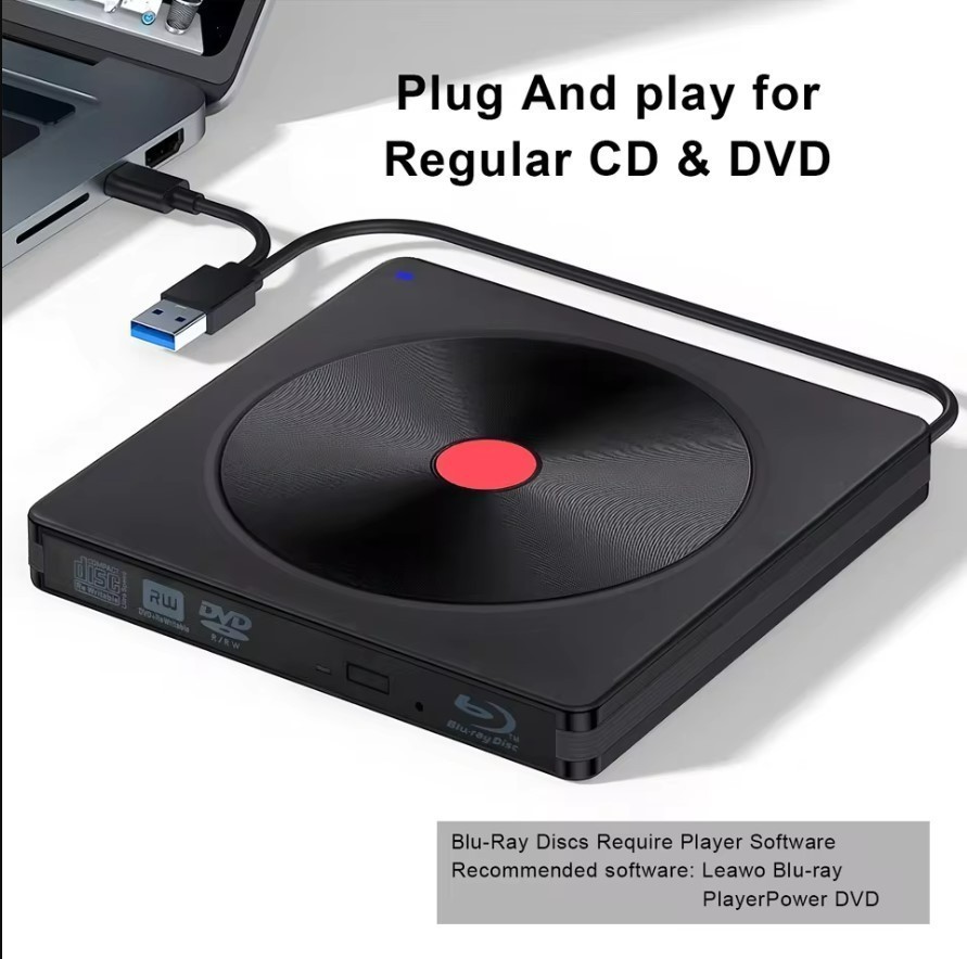 Portable External Blu-ray Drive USB 3.0 & Type-C BD Reader DVD/CD Burner