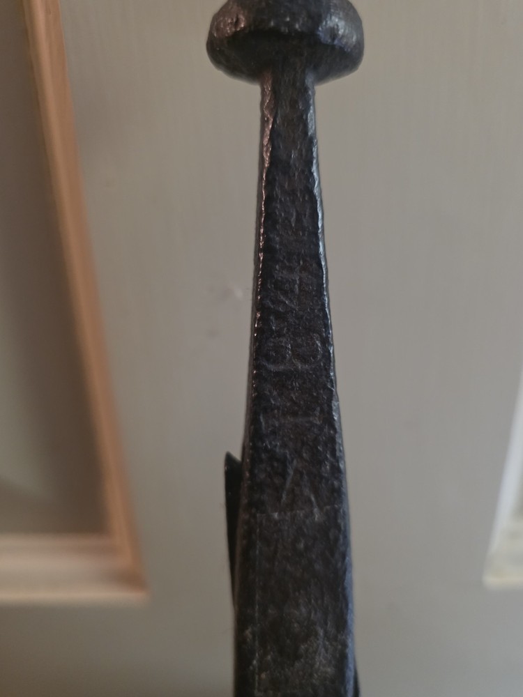 Antique Signed Dated ? Wrought Iron Fireplace Tongs Tool Blacksmith 25.5"