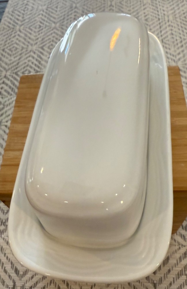 Classic White Stoneware Butter Dish Keeper