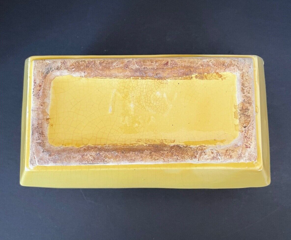 Vintage McCoy USA Yellow Rectangular Planter Wavy Pattern, Art Deco