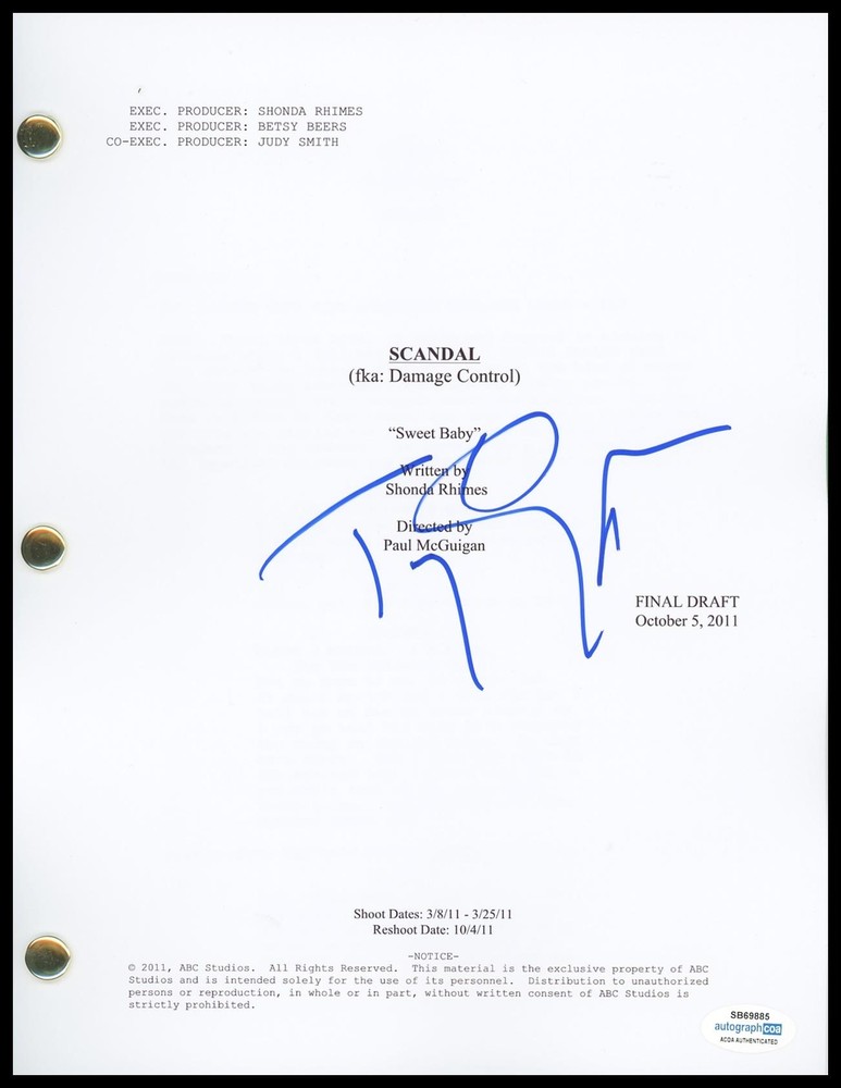Tony Goldwyn "Scandal" AUTOGRAPH Signed Complete Full Pilot Episode Script ACOA
