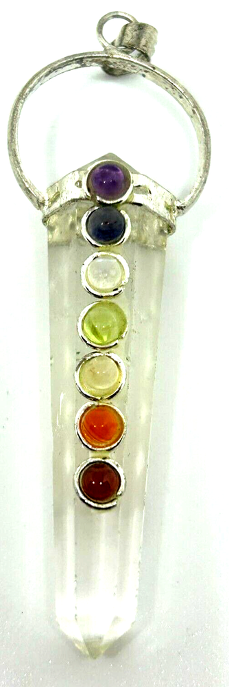 7 Chakra Crystal Pendant Double Terminate 1.5" (22093)