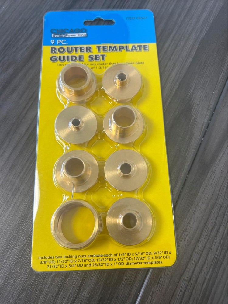 Brass Router Template Bushing Guide Kit Set for Porter Cable Base Inlay Hinge