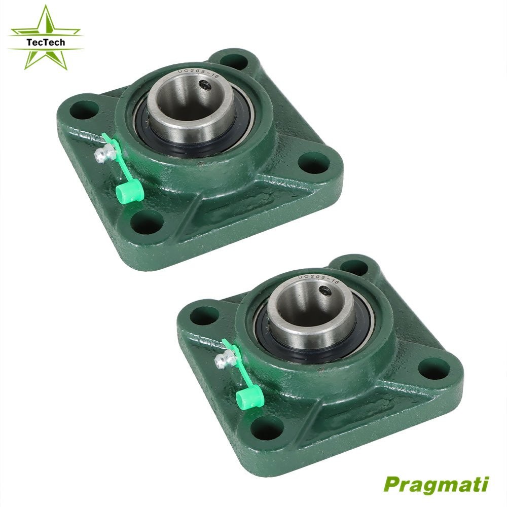 2 Pcs UCF205-16 Solid Base Pillow Block Flange Mounted Bearing 1" Bore 4 Bolt