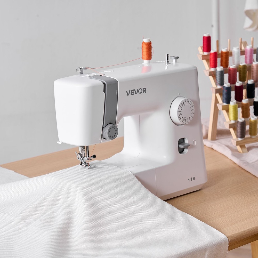 Sewing Machine 18 Stitch Applications LED Light Foot Pedal Simple Dial Con