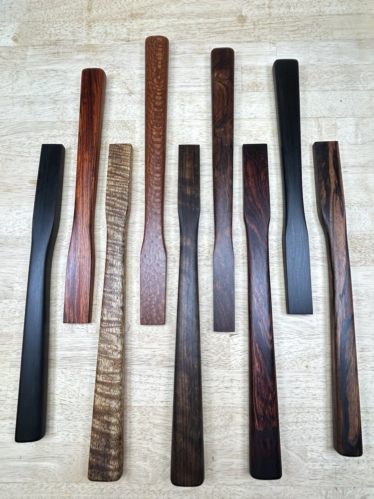 Japanese Hammer (Genno) Curly Mango Curved Handle. Handmade.