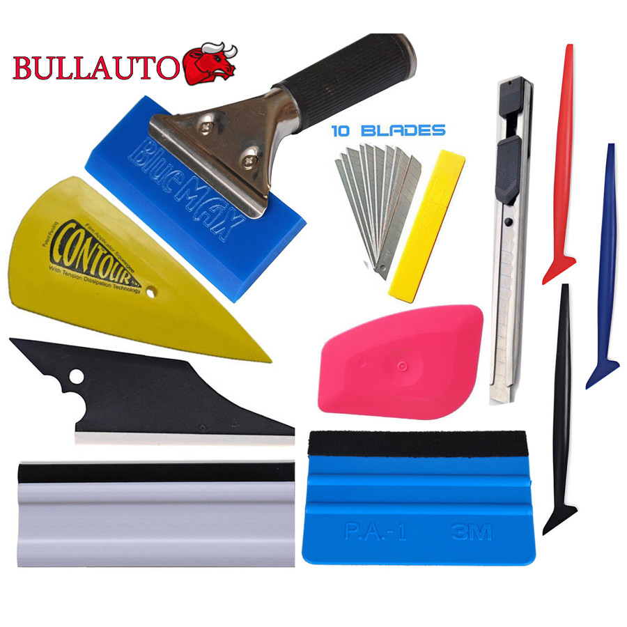 Vinyl Tools Kit Car Wrapping Micro Squeegee 3M Bluemax Scraper Corner Gaps Wraps