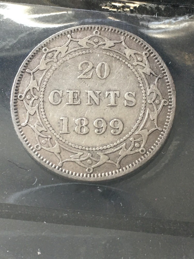 1899 Hook 9's**, ICCS Graded Newfoundland, Twenty Cent, **EF-40**