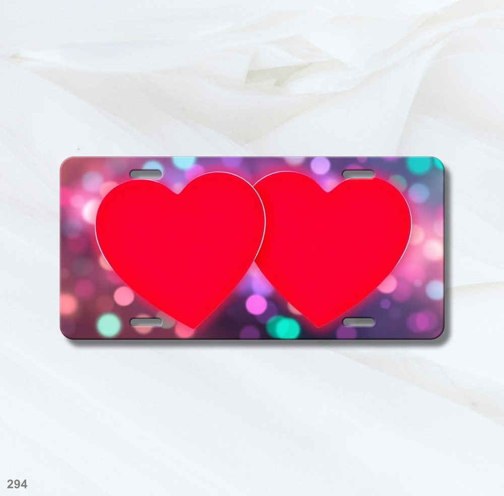 Beautiful Couples Hearts Artwork Custom Name License Plate Personalized Valentin