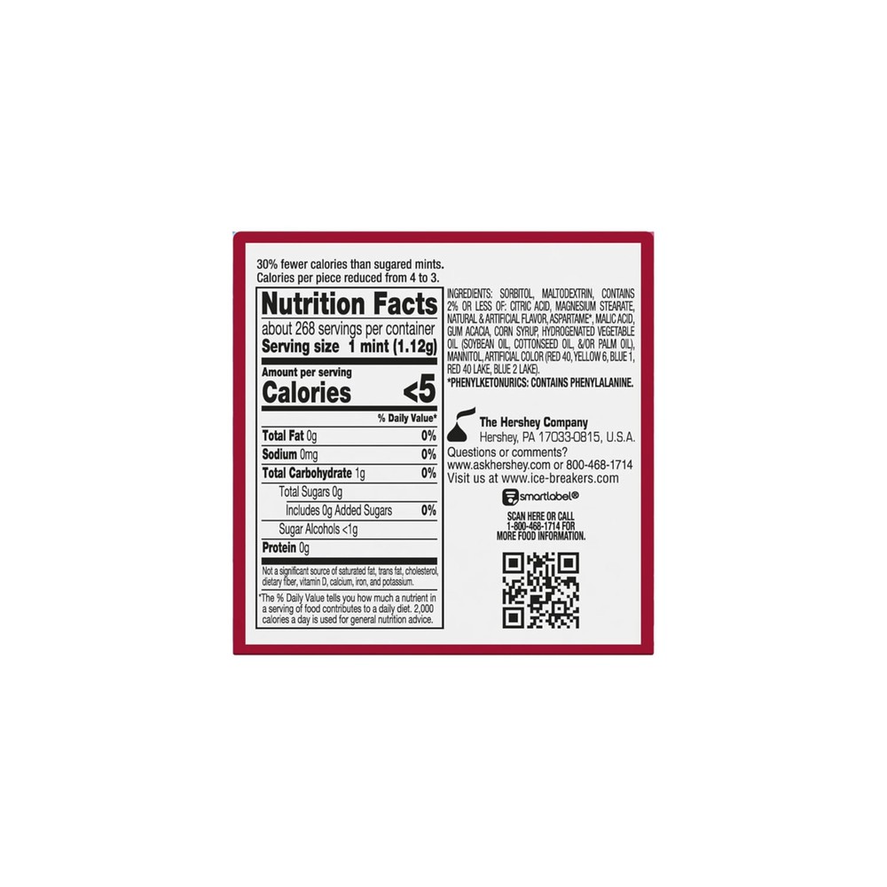ICE BREAKERS Duo Fruit Plus Cool Cherry Flavored Sugar Free Mints Pucks 8 Count