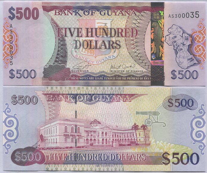 Guyana 500 Dollars ND 2019 P 37 UNC
