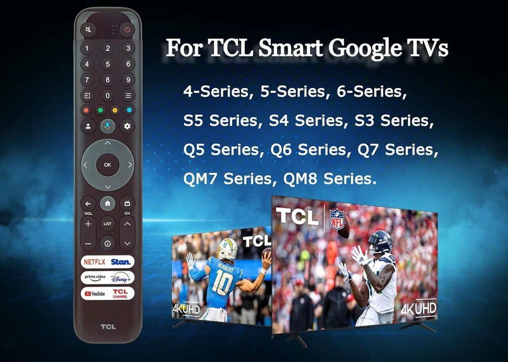 Original TCL Google Voice Remote Control RC833 Netflix Stan Prime Video YouTube
